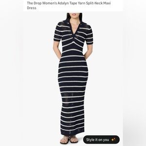 Chic Striped Knit Midi Dress medium